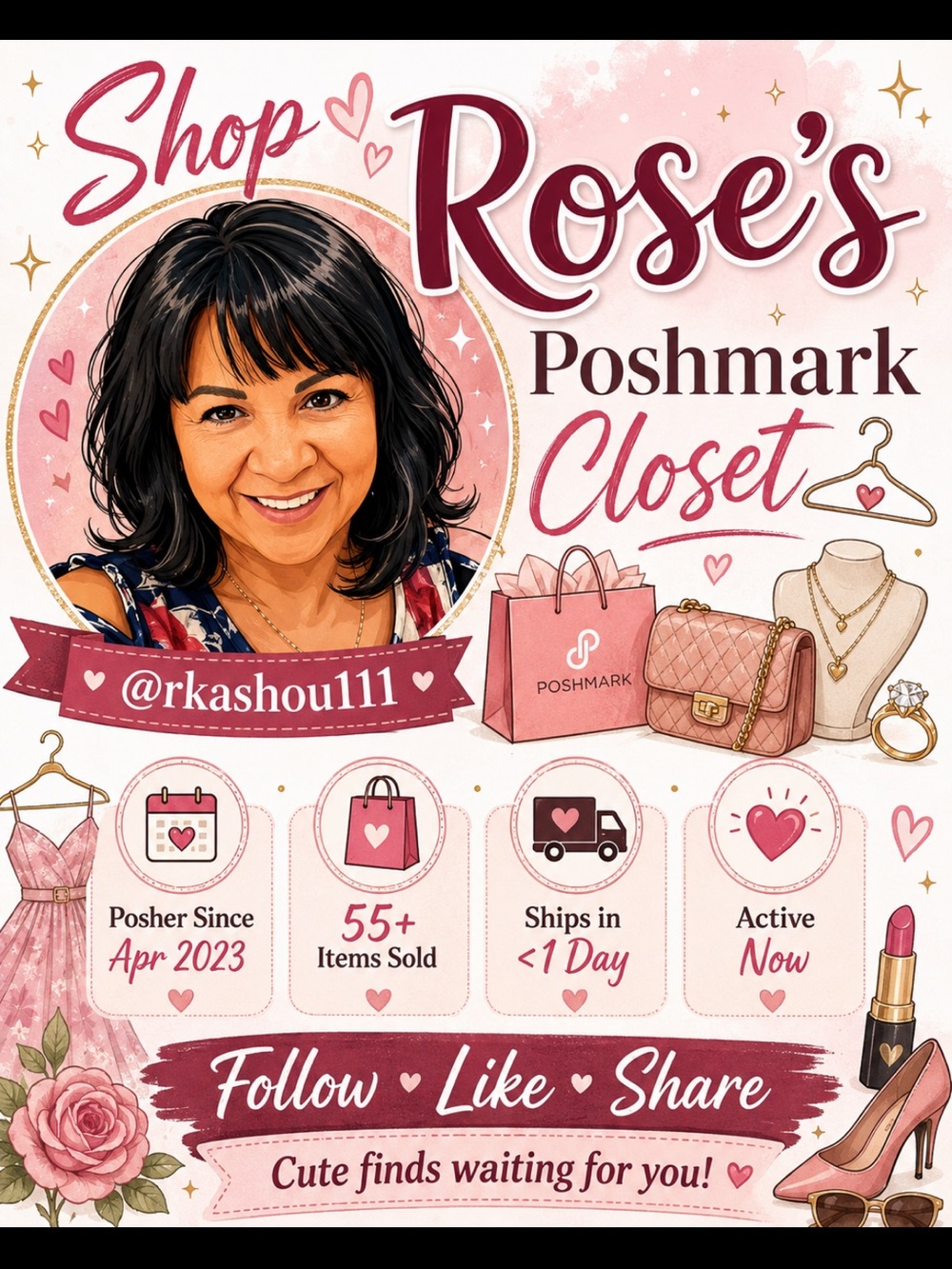 Rose's Poshmark Closet Graphic Promo - Pink Accent